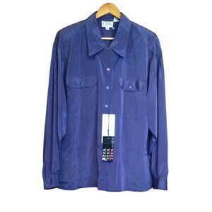 Vintage Cali Eggplant Purple Button-Up Long Sleeve Blouse 20W As Seen In Vogue